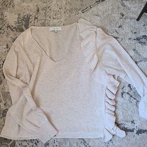 V neck ruffle sweater